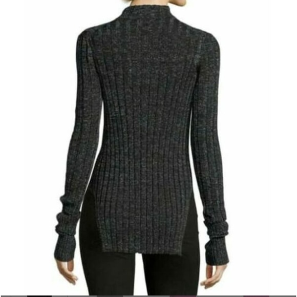 THEORY MOCK NECK PULLOVER LIGHTWEIGHT SWEATER IN BLACK LUREX WOOL BLEND SIZE S - Picture 4 of 6